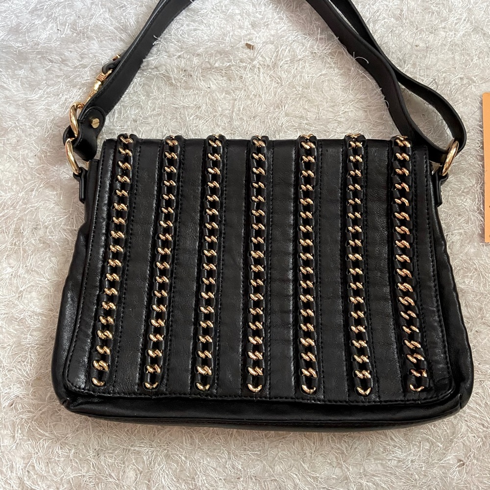 Tory Burch Gold Chain Crossbody Black Leather Bag